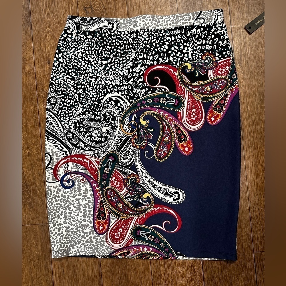 Melissa Paige paisley and leopard print pencil skirt Size PL
